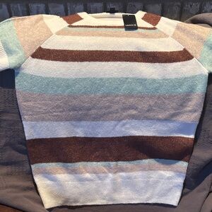 Torrid Crewneck Sweater - Brown, Blue, Cream Stripes